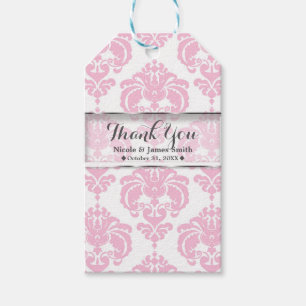 Pink & White Damask Vintage Wedding Event Favour Gift Tags
