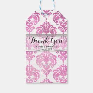 Pink & White Damask Vintage Wedding Event Favour Gift Tags
