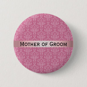 Pink & White Damask with Badge Mother of Groom