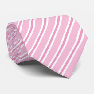 Pink & White Diagonal Striped Neck Tie