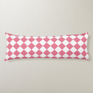 Pink White Diamond Chequered Pattern Body Cushion