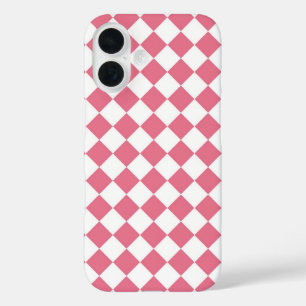 Pink White Diamond Chequered Pattern iPhone 16 Case