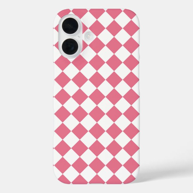 Pink White Diamond Chequered Pattern Case-Mate iPhone Case (Back)
