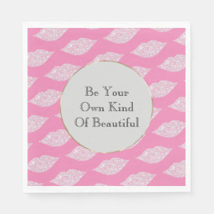 Pink White Diamond Lips Napkin
