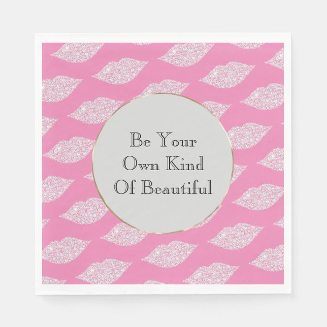 Pink White Diamond Lips Napkin (Front)