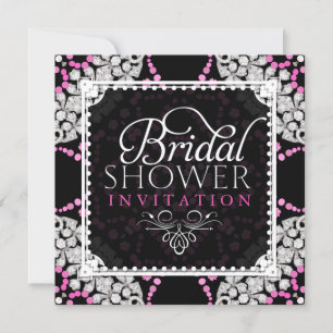 Pink White Diamond Sparkle Bridal Shower Invite