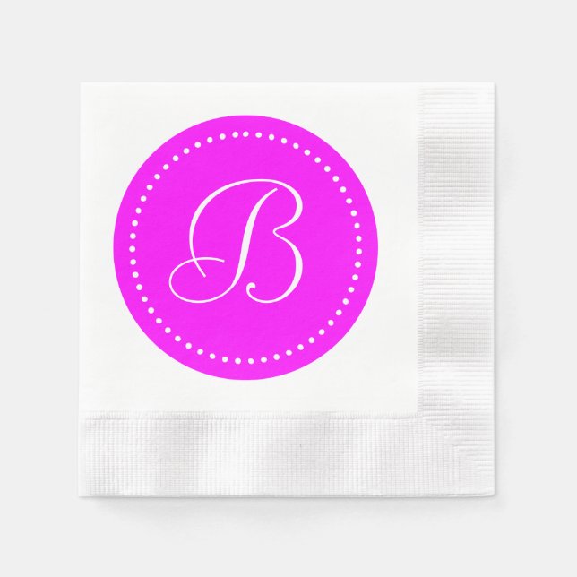 Pink/White Dot Monogram Napkin (Front)