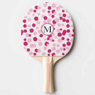 Pink White Dots Custom Monogram Ping Pong Paddle