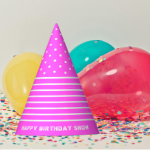 Pink, White Dots, Stripes Party Hat