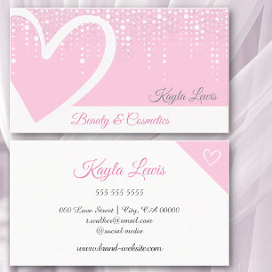 Pink White Dripping Cute Heart Beauty Cosmetics Business Card