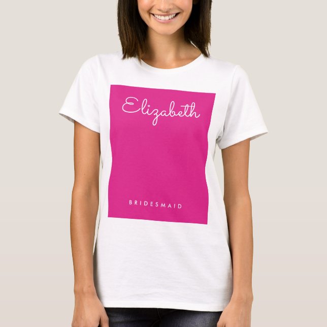 Pink White Elegant Bachelorette Womens Bridesmaid T-Shirt (Front)
