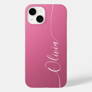 Pink White Elegant Calligraphy Script Name Case-Mate iPhone 14 Case