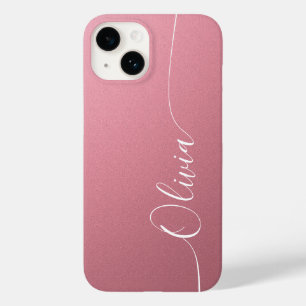 Pink White Elegant Calligraphy Script Name Case-Mate iPhone 14 Case