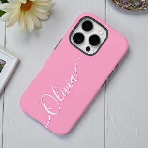 Pink White Elegant Calligraphy Script Name iPhone 16 Pro Case