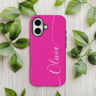 Pink White Elegant Calligraphy Script Name iPhone 14 Case