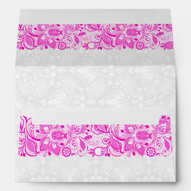 Pink & White Elegant Vintage Lace Envelope (Back (Bottom))