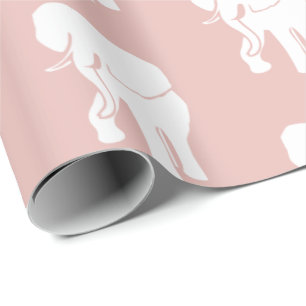 Pink White Elephant Gift Exchange Christmas Game Wrapping Paper