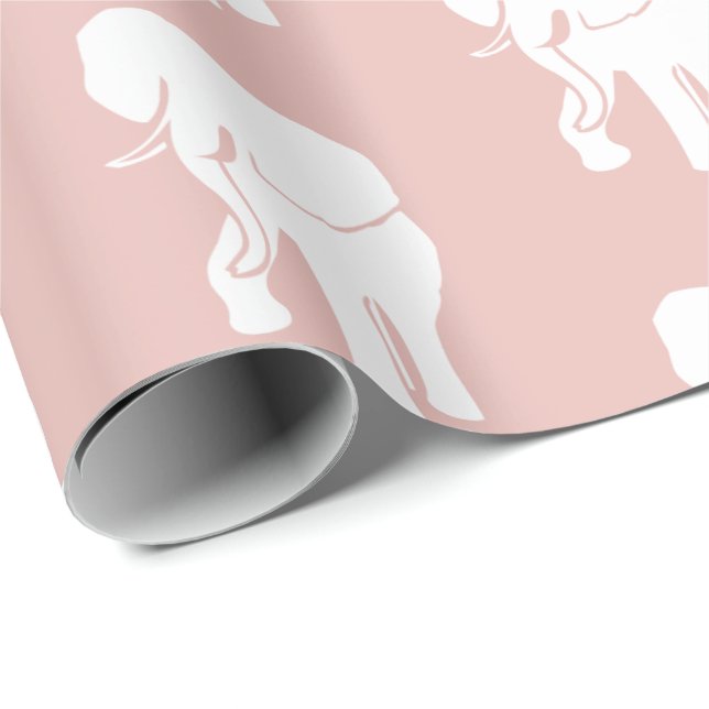 Pink White Elephant Gift Exchange Christmas Game Wrapping Paper (Roll Corner)