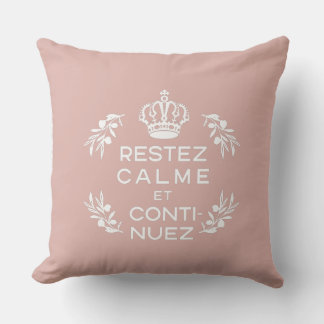 pink white emblem French Keep Calm and Carry On Cushion