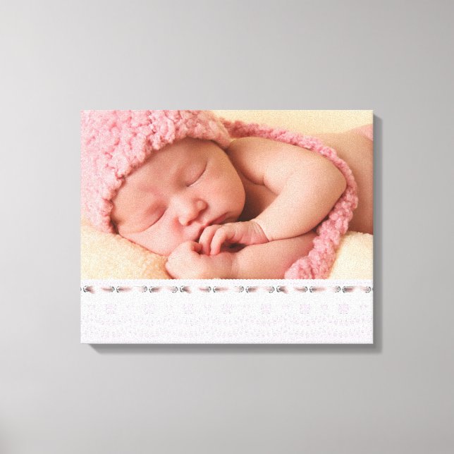 Pink White Eyelet Lace Baby Girl Canvas Portrait (Front)