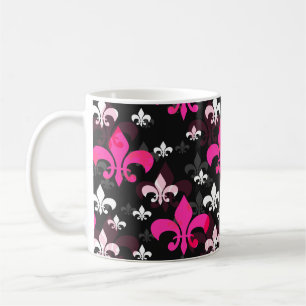 Pink White Fleur De Lis Coffee Mug