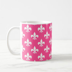 Pink White Fleur-de-lis Coffee Mug