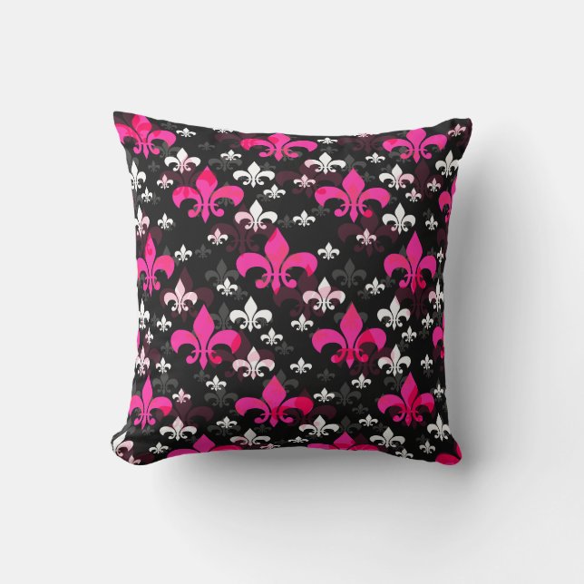 Pink White Fleur De Lis  Cushion (Front)
