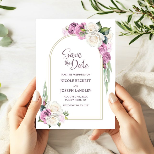 Pink White Floral Arch Wedding Save the Date  (Creator Uploaded)