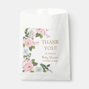 Pink White Floral Baby Shower Thank You Favour Bags