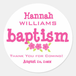 Pink & White Floral Baptism Sticker for Teen Girl