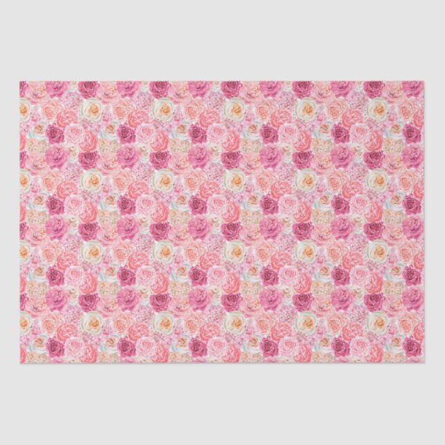 Pink White Floral Birthday for her Bridal Shower  Tissue Paper (Front)