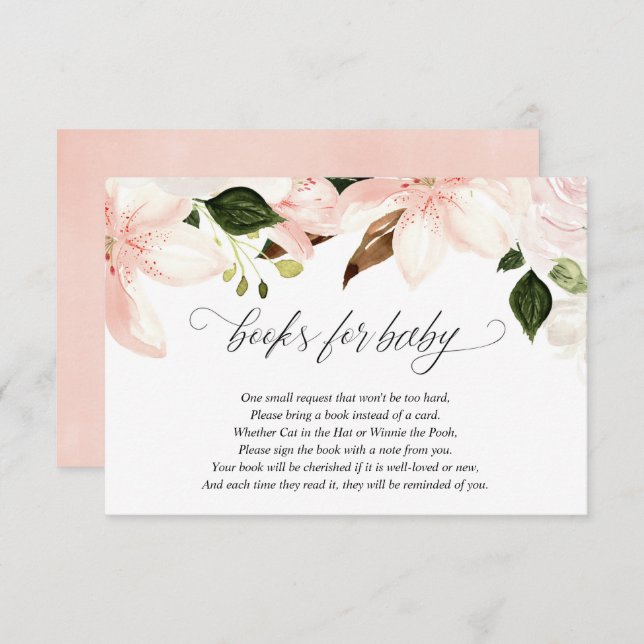 Pink white floral book request enclosure card (Front/Back)