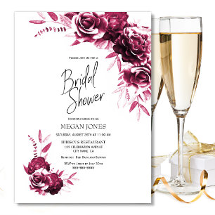 Pink White Floral Bridal Shower Invitation