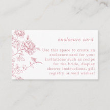 Pink White Floral Chinoiserie Enclosure Card