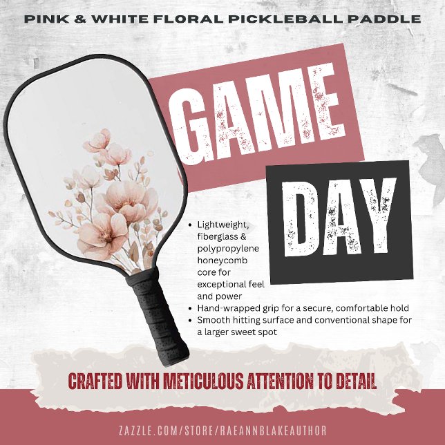Pink & White Floral Custom Designed Pickleball Paddle (Creator Uploaded)