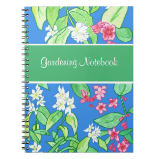 Pink, White Floral Customizable Gardening Notebook