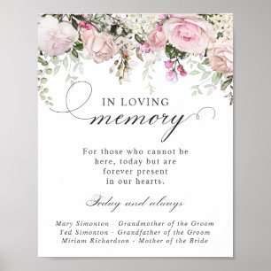 Pink White Floral Memorial Wedding Sign