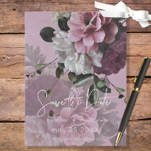 Pink & White Floral Modern Save the Date Announcement Postcard