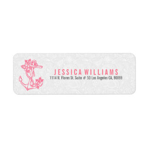 Pink & White Floral Nautical Anchor