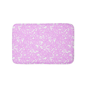 Pink white floral pattern bath mat