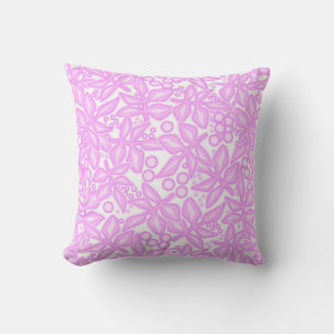 Pink white floral pattern cushion