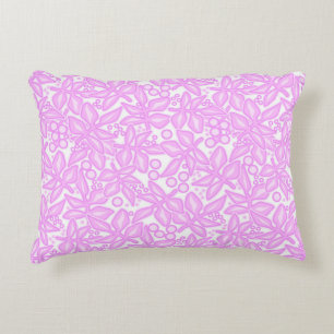 Pink white floral pattern decorative cushion
