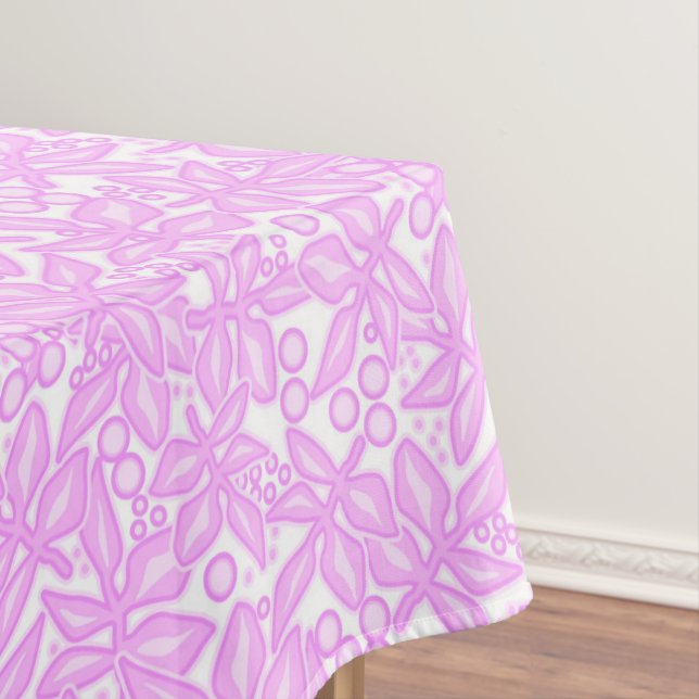 Pink white floral pattern, retro, pink, white, pin tablecloth (In Situ)