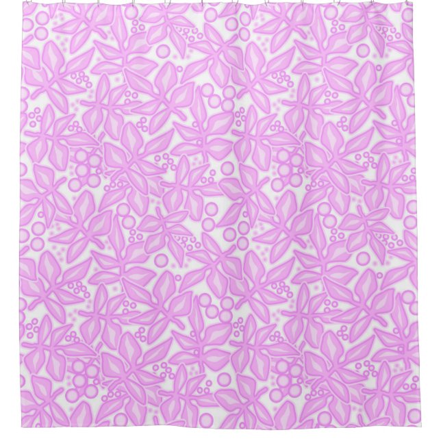 Pink white floral pattern shower curtain (Front)