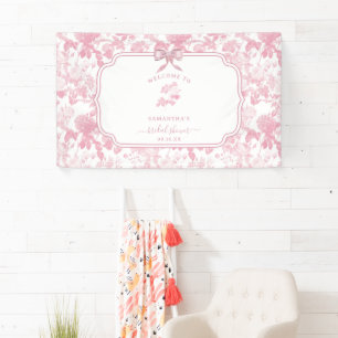 Pink White Floral Roses Chinoiserie Bridal Shower Banner