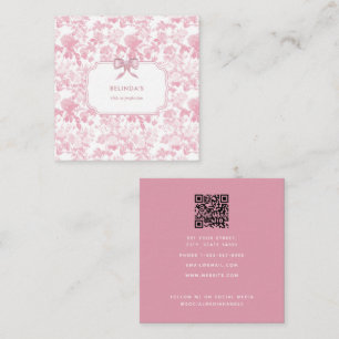 Pink White Floral Roses Chinoiserie Event Planner Square Business Card