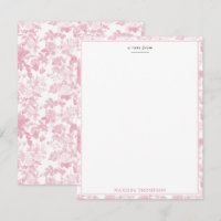 Pink White Floral Roses Chinoiserie Pattern