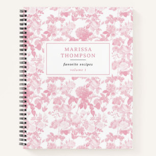 Pink White Floral Roses Chinoiserie Pattern Notebook