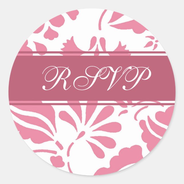 Pink & White Floral RSVP Envelope Seals (Front)