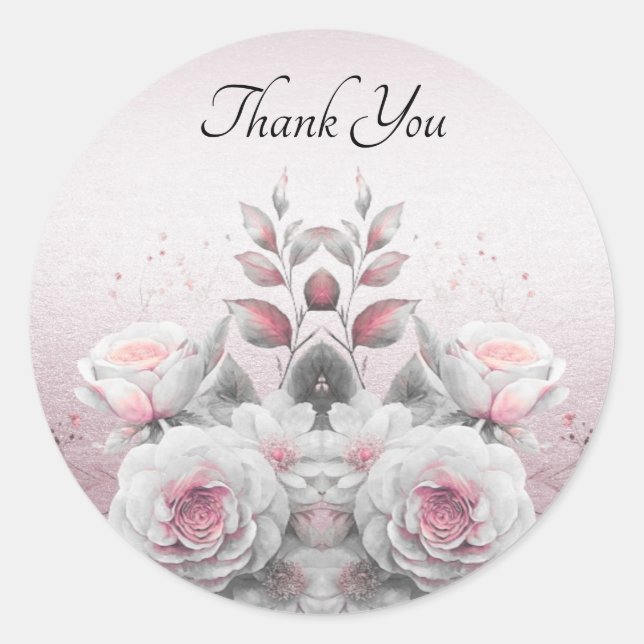 Pink White Floral Sticker (Front)